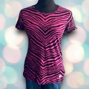 Michael Kors Women’s Short Sleeve Animal Print Tee Shirt Top Size XL